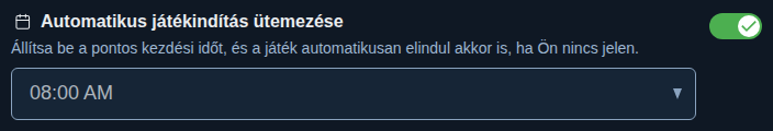 Beállítás: rögzített játékkezdés