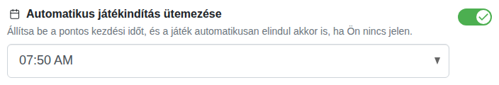 Beállítás: rögzített játékkezdés