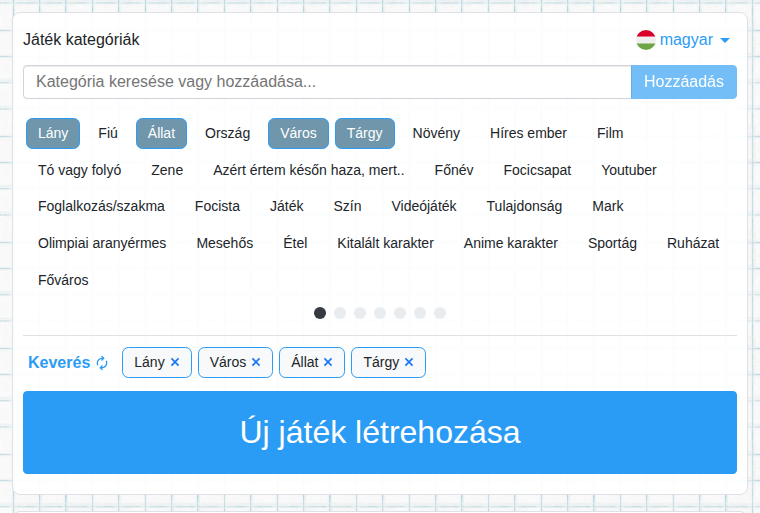 Kategóriák kiválasztása